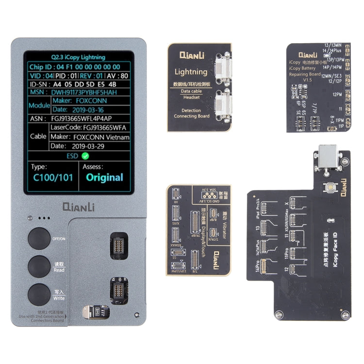 Per iPhone 6 - 14 Pro Max 5 in 1 Qianli iCopy Plus 2.2 Set programmatore rilevamento riparazione, spina: USA, 5 in 1, Plug: EU, 5 in 1, Plug: US Per iPhone 6 - 14 Pro Max 5 in 1 Qianli iCopy Plus 2.2 Set programmatore rilevamento riparazione, spina: USA, 5 in 1, Plug: EU, 5 in 1, Plug: US